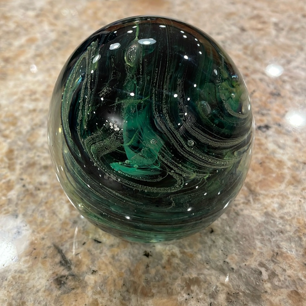 Vintage Kerry Glass Irish Glass Art Sphere Paperweight Ireland Beautiful